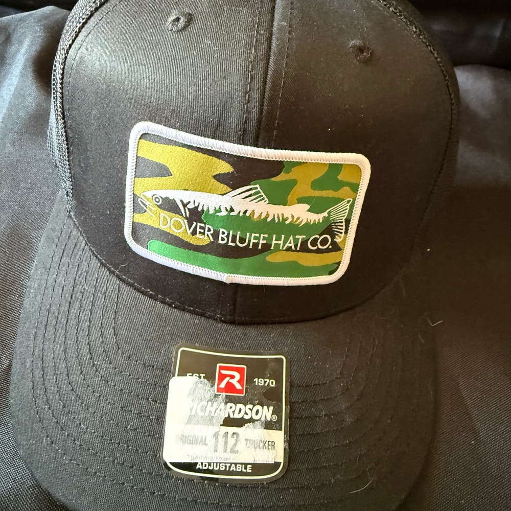 New Dover Bluff Hat Company with Fish Black Adjustable Cap